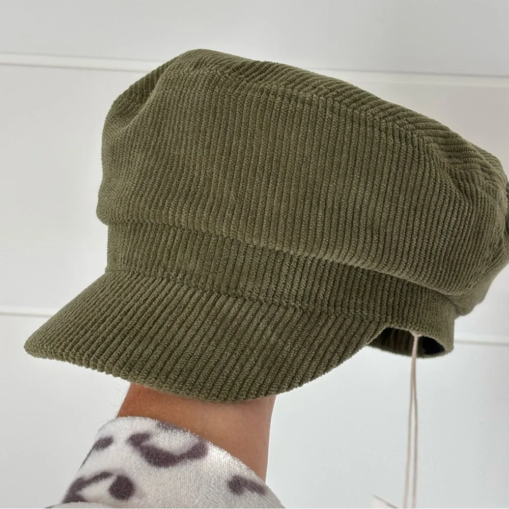 Anthropologie Wyeth Farrah Corduroy Newsboy Cap Olive Green NWT